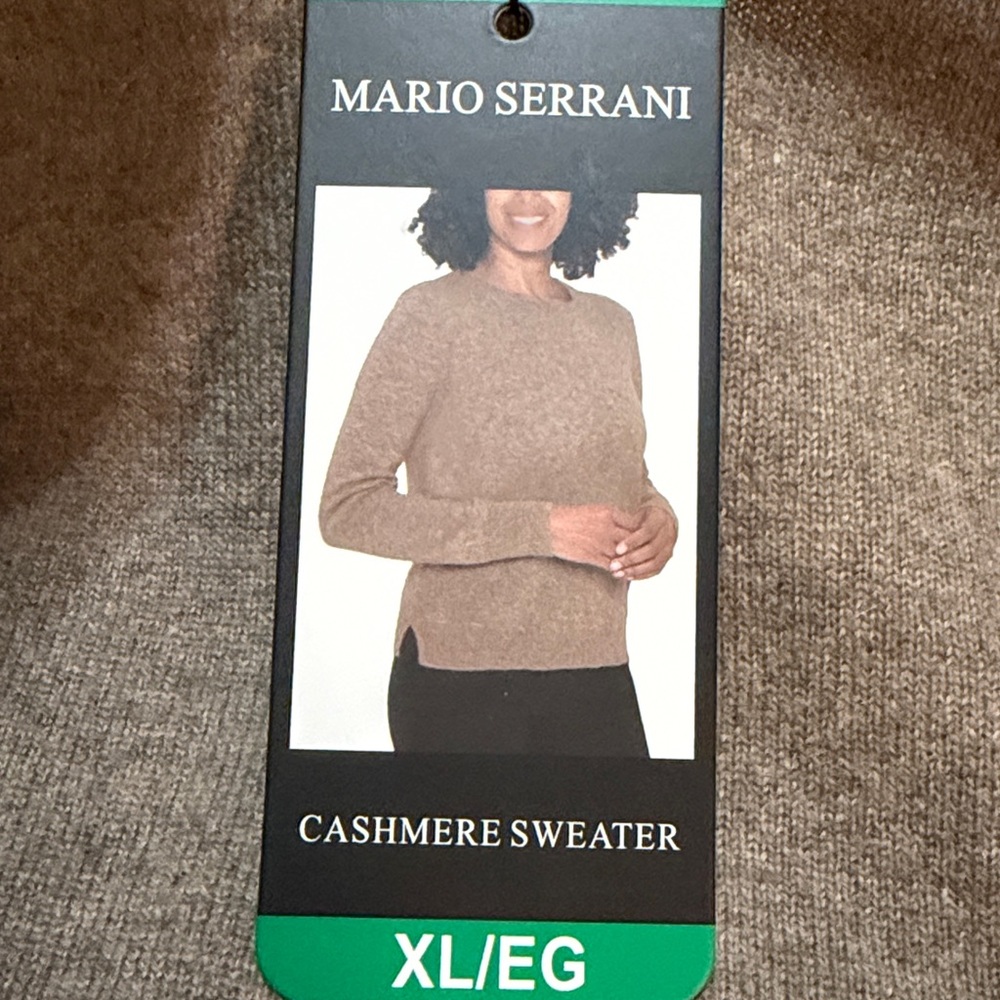 Mario Serrani 100% Cashmere Tan Crewneck Sweater XL NWT